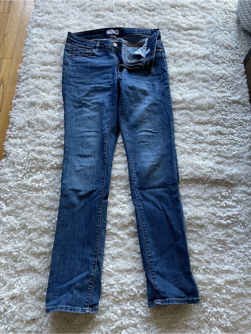 LOFT Dark Blue Curvy Straight-Leg Jeans